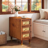 Solid Wood End Table with 3 Drawers, Narrow Sofa Side Table for Living Room