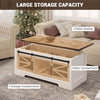 Lift Top Coffee Table with Sliding Barn Door Hidden Storage Lifting Table Top
