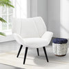 Accent Chair Wingback Armchair with Wood Frame for Living Room Bedroom White