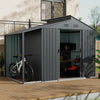 Large 10x6ft Shed Metal Garden Tools Bike Storage Shed Outdoor House W/Open Shed