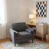 Modern Chenille Wingback Armchair Upholstered Accent Chair Single Sofa Wood Legs