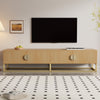 Modern TV Stand Cabinet 180cm w/ Wood Grain, 4 Doors and Semi-Circular Handles