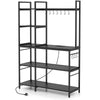 Kitchen Utility Storage Shelf 5-Tier Coffee Bar Table with Power Outlets-Black