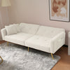 Fabric Sofa Bed Love Seat Sofa Settee Couch with Metal Legs & Cushions White