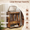 Rolling Vinyl Display Shelf Storage Cabinet with Drawer & Open Shelf
