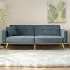 Sofa Bed Love Seat Sofa Settee Couch with Gold Metal Legs & Cushions Gray-blue
