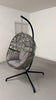 Grey Hanging Rattan Egg Chair w/ Cushion & Steel Stand - Outdoor & Indoor Use