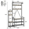 Hall Tree w/Bench,10 Hooks,Shoe Storage,Freestanding Coat Rack for Hallway,Gray