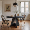 Farmhouse Dining Table, 120cm Round Dinner Table for 4,Rustic Wood Kitchen Table