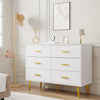 6 Drawer Dresser Modern Wooden Dresser with Gold Handle Chest of Drawers Storage