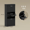 Slim Shoe Storage Cabinet with 3 Flip Drawers for Entryway, Black