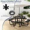 Outdoor Round Picnic Table & Bench Garden 115cm Coated Steel Table
