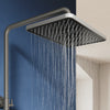 Square Thermostatic Shower Mixer Gunmetal Grey Rainfall Handset Knob Control