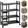 4 Tier Kitchen Basket Storage Trolley Rack Fruit Vegetable Organiser Shelf Cart