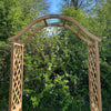 Wooden Garden Arch (Tan) with Metal Ground Spikes - Arbour Plant Support Trellis