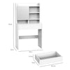 White Dressing Table Makeup Desk with Hidden Storage Mirror Shelf Large Ftujcbqz