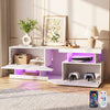 White 140CM TV Cabinet with LED Lights Entertainment Centre TV Stand Media Xfyfq