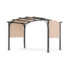 305 x 242 cm Retractable Pergola Large Garden Pergola with Sun Shade Beige