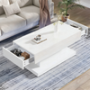 Modern Coffee Table White High Gloss w/ App Controlled LED Lights & 2 Drawers