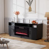 Living Room TV Stand with Electric Fireplace Fire LED Flame Heating Cabinet Unit
