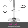 Black Faux Leather Bar Stools Set of 2, Height Adjustable Swivel for Kitchen UK