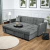 Milo Grey Corner Sofa Bed with Storage Velvet Pull Out Bed Left or Right Chaise