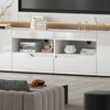 200cm All High Gloss White TV Stand Cabinet Unit Doors Storage with LED Cupboard