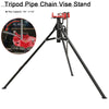 Tripod Pipe Chain Vise Stand Supports 1/8–5 Inch Copper and PVC Pipes Foldable