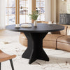 47in Round Dining Table for 4-6,Pedestal Base Wooden Kitchen Table for Apartment