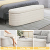 45.5" White Teddy Velvet Long Storage Bench Ottoman Upholstered End of Bed Stool