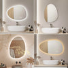 Bathroom Mirror with LED Lights Touch Dimmable Demister Irregular Wall Mounted