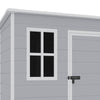 6x6ft Outdoor Storage Shed Plastic Garden Tool House with Floor & Lockable Door