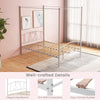 Double Canopy Bed Frame Metal Platform Bed Base with Headboard