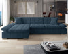 Corner Sofa Bed MALWI CORDUROY with Storage Green Blue Cream Grey Yellow New