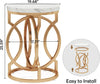Modern Round End Table with Thick Faux Marble Top, Side Table Cocktail Table