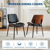 Set of 2 Mid Century Dining Chairs PU Leather Seat Walnut Bentwood Metal Legs