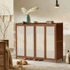 Shoe Cabinet Storage Organizer 4 Rattan Door Cupboard Footwear Stand Wooden Unit