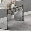 Elegant Mirrored Console Table with 2 Drawers Grey Vintage Glam Dressing Desk