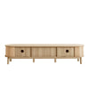 Solid Wood & Rattan TV Stand - Natural Style Cabinet with Doors & Drawers UK