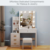 Dressing Table With Drawers LED Mirror Set Makeup Desk Vanity Table Bedroom UK