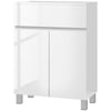 kleankin High Gloss Bathroom Floor Cabinet Storage Cupboard with Drawer