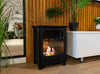 Koza Freestanding Biofireplace – Black Matte with Glass, Indoor - Garden - Patio