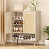 Shoe Storage Cabinet With Rattan Doors 4-Tier Shoe Rack for Entryway Hallway