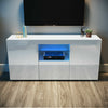 TV Stand Unit Cabinet Stand High Gloss White Doors LED Light Sideboard Cupboard