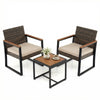 3-Piece PE Wicker Patio Furniture Set Outdoor Bistro Set
