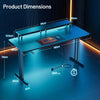 Gaming Desk with LED Lights & Power Outlets, Computer Desk with Monitor Sta