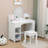 Kids Vanity Set with LED Mirror,Makeup Desk with 1 Drawers &,2 Open Shelves