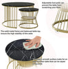 Round Coffee Table Set of 2 Nesting Gold Metal Legs End Tables Living Room