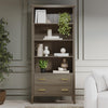 Dark Wood Tall Office Bookcase with 2 Drawers - Delilah DLH013