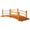 6FT Wooden Garden Bridge with Safety Railings, Classic Arc Footbridge
